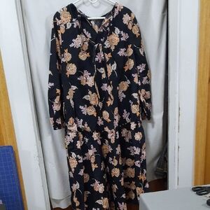 Who What Wear Black Floral Long Sleeve Dress - Size L